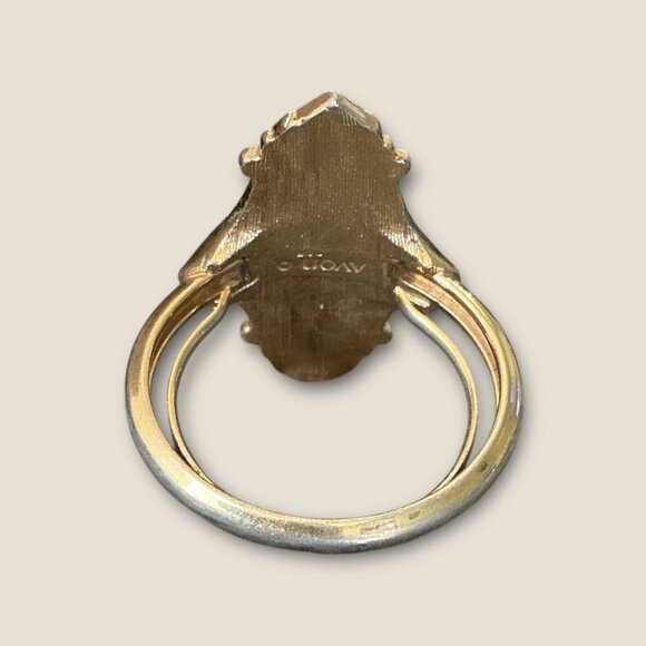 Avon Kensington Vintage Gold-Tone Ring With Faux Diamond Accent Size 7.75 - Picture 4 of 4